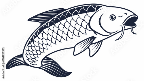 Stylized Carp Fish Vector Illustration