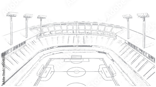 Hand-drawn illustration of a Stadium Perspective