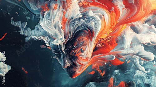 Ethereal portrait composition blending digital artwork and coloristic expression