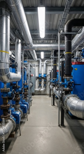 Industrial pipes and machinery in a modern facility environment  