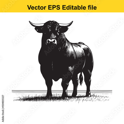 Angus Bull, Cow, and Calf Vector Silhouettes | Livestock Line Art | Farm Animal Clipart Collection
