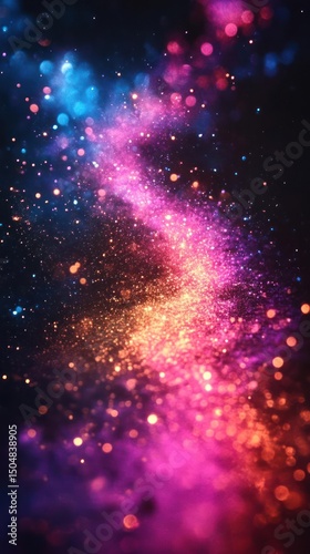 Vibrant nebula with sparkling dust and cosmic colors.