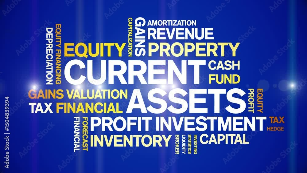 Current Assets animated word cloud;text design animation tag kinetic typography seamless loop.
