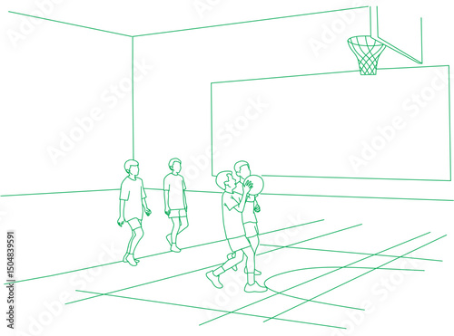 children practising basketball in the school gymnasium