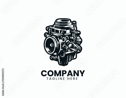Robust Detailed Motorcycle Carburetor Component Illustration Vector Logo Design