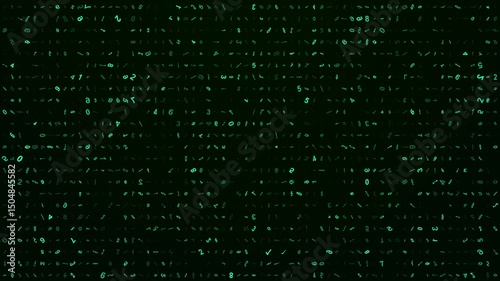 Matrix Binary Code Green Digits On Dark Background