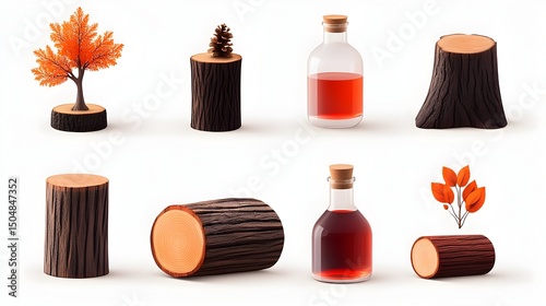 Fototapeta Naklejka Na Ścianę i Meble -  Nature-inspired wooden items, tree trunk slices
