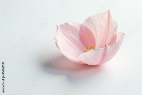 Delicate Pink Petal of a Flower on a Smooth Surface, a Close-Up Study of Natural Beauty
