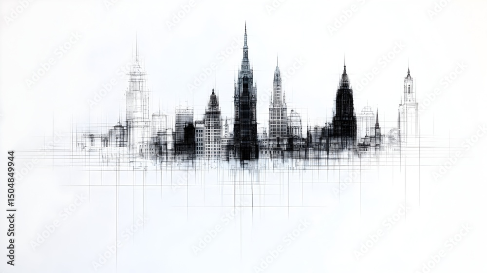 Obraz premium Abstract NYC skyline sketch