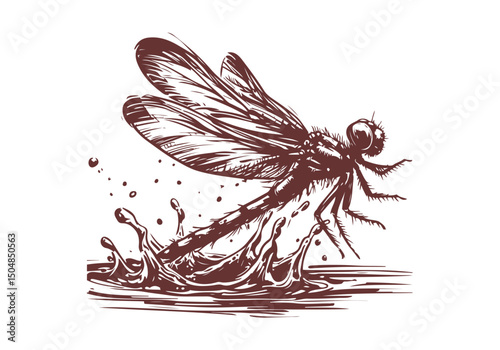 Dragonfly Hand Drawn Natural Illustration Vector Isolated by AZ for Books, Arts, Design and Decoration Graphic Asset
