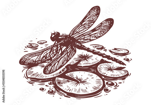 Dragonfly Hand Drawn Natural Illustration Vector Isolated by AZ for Books, Arts, Design and Decoration Graphic Asset