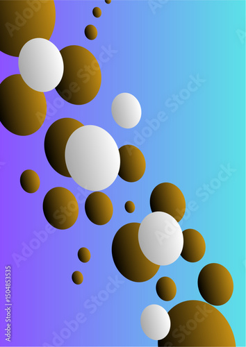 Bright, colorful blue and orange spheres create a festive abstract circle pattern with shiny bubble decoration, perfect for a vibrant wallpaper illustration