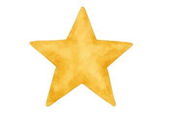 Simple watercolor gold star shining brightly, isolated on transparent background, perfect for festive projects