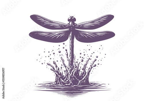 Dragonfly Detailed Hand Drawn Natural Illustration Vector Isolated by AZ for Books, Arts, Design and Decoration Graphic Asset