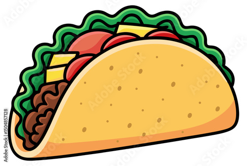 Taco Mexican Food Beed Lettuce Tomato Logo Sign Vector Graphic Silhouette Shape Clipart Digital Art Illustration