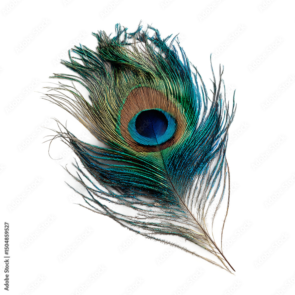 Fototapeta premium Elegant peacock feather display individually isolated on a transparent background