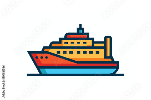 Marine Ship Graphic Vector Design with Isolated Background