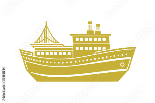 Marine Ship Vector Art Isolated on White Background