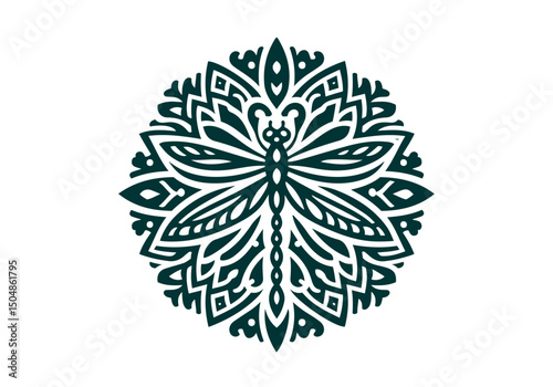 Dragonfly Hand Drawn Natural Illustration Stylized as Linocut Vector Isolated by AZ for Books, Arts, Design and Decoration Graphic Asset