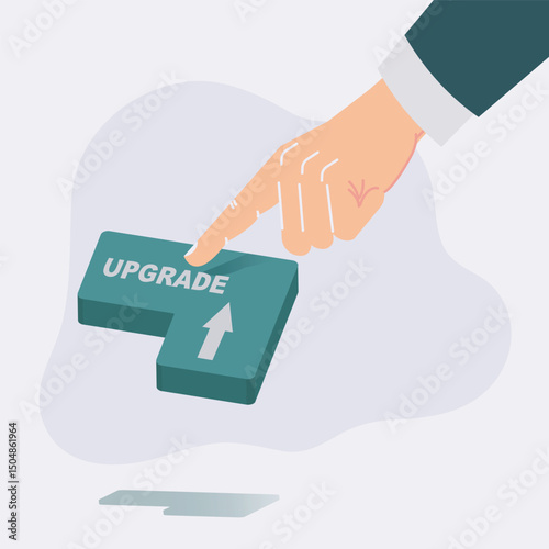 Upgrade button with pointing hand design illustration