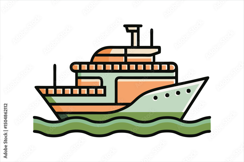 Obraz premium Ocean Vessel Vector Illustration with Clean White Background