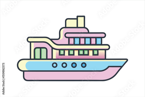 Simple Freight Ship Line Icon in Vector Format on White Background