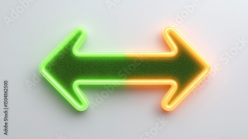 Double Arrow Sign  Choice  Direction  Path  Green  Orange  Neon  Studio Shot