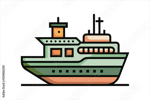 Vector Image of Marine Ship with White Background for Transport Themes