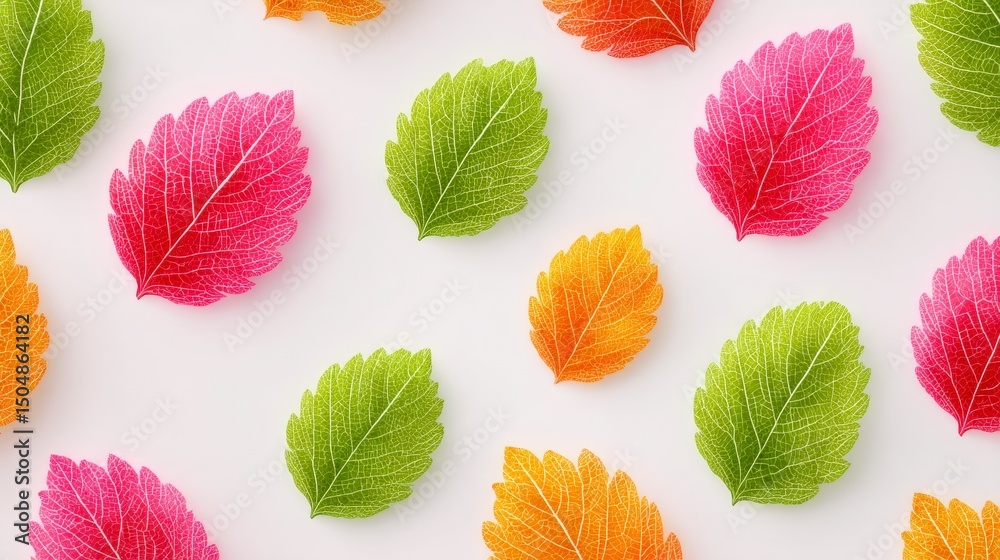 Obraz premium Colorful Leaf Pattern Autumnal Design Nature Background Botanical Texture