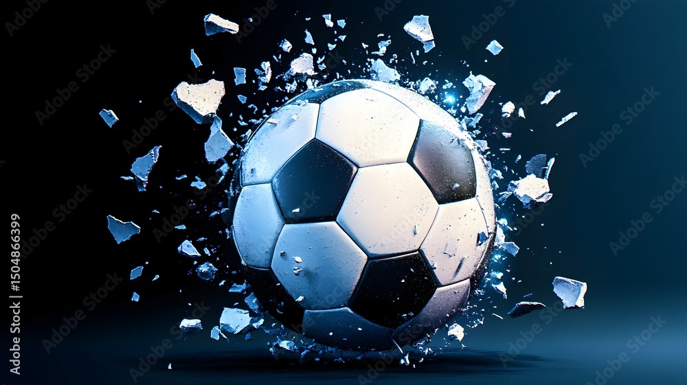 Fototapeta premium Soccer ball explodes in shards