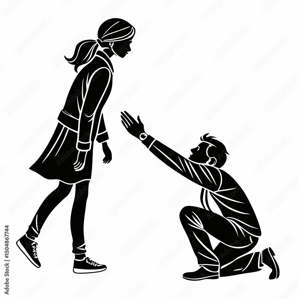 Fototapeta premium Elegant Black Silhouettes of Human Hands – Vector Illustration