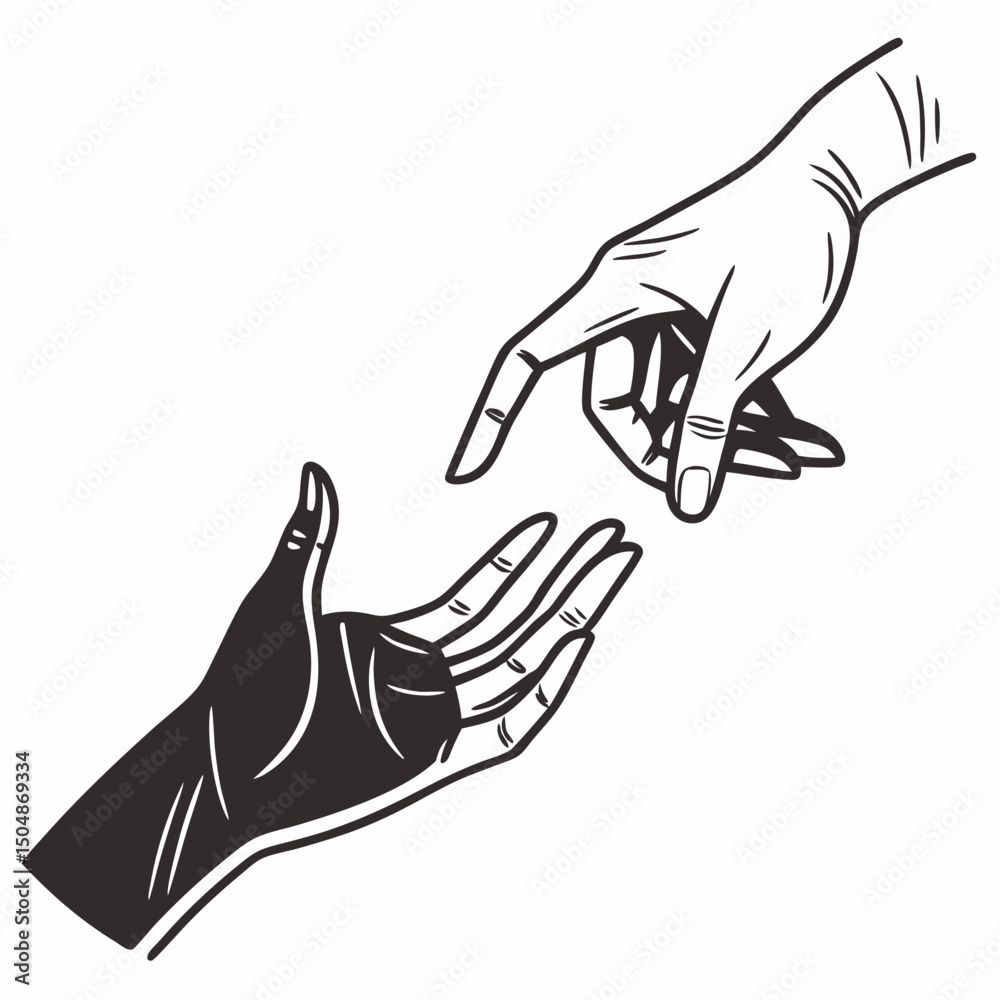 Obraz premium Black Human Hand Silhouettes – Minimalist Vector Design