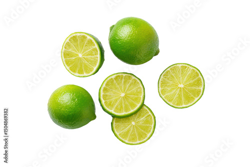 Whole key lime isolated on transparent background injects zesty tropical flair into margarita mix branding