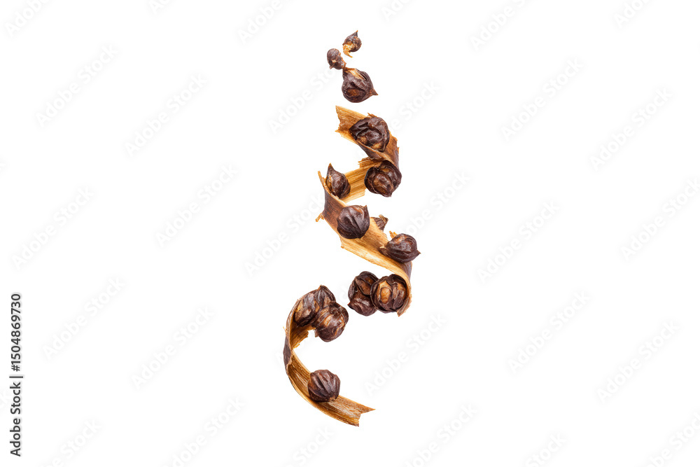 Obraz premium Alternate dark-juniper spiral pose isolated on transparent background ideal for gourmet spice-blend packaging imagery