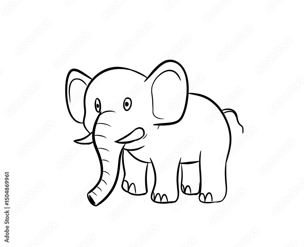 Naklejka premium elephant digital drawing illustration isolated