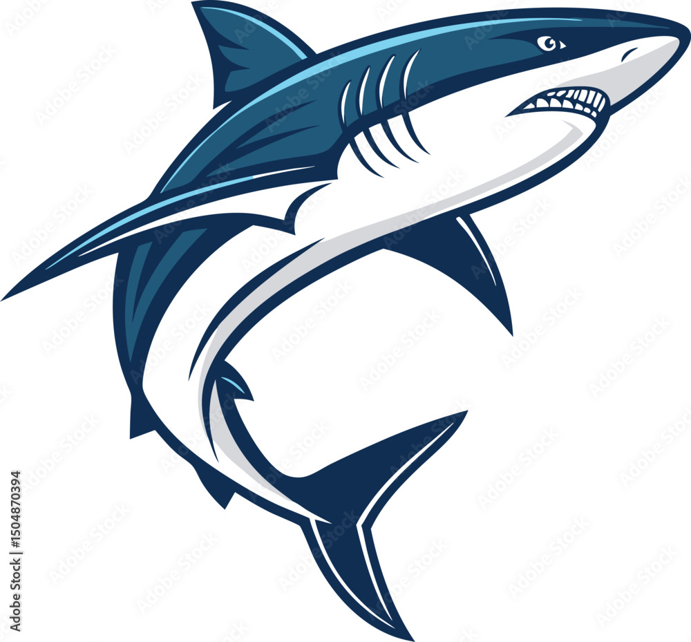 Fototapeta premium Shark vector art illustration with white background 