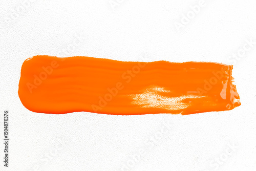 orange color paint brush strokes isolated on white background