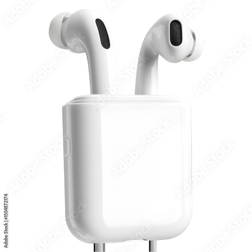 Wireless Air buds bluetooth earphone on white background