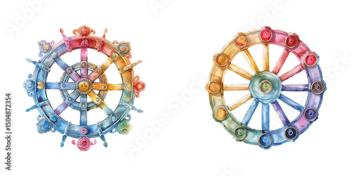 dharma wheel watercolor vector illustration