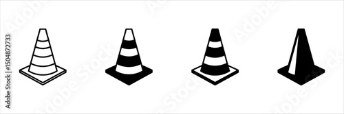 Construction cone icon set, vector illustration design. Tools collection. on white background. color editable, eps 10.