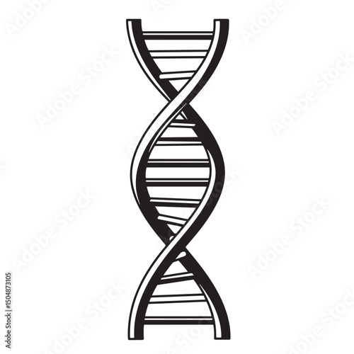 Simple illustration of a dna double helix structure depicting biology genetics science and medical concepts silhouette