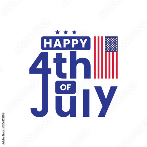 USA 4th of July banner with flag and stars 