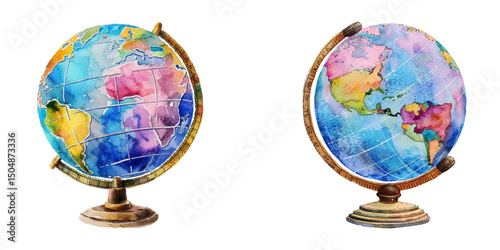 globe watercolor vector illustration