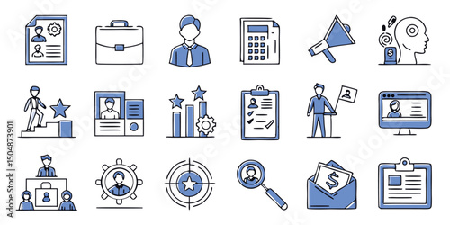 Recruitment & HR Icon Set –Flat-Style Vector Icons for Hiring, Job Search, and Human Resources