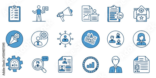 Recruitment & HR Icon Set –Flat-Style Vector Icons for Hiring, Job Search, and Human Resources