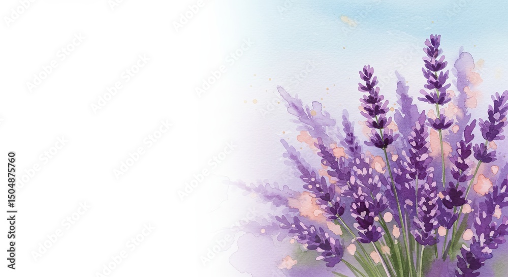 Naklejka premium ラベンダーの水彩画イラスト