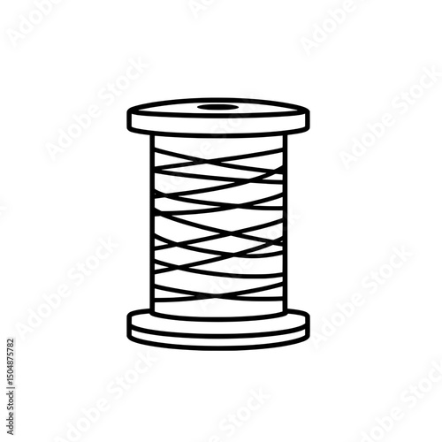 Vector illustration of thread spool with zigzag pattern for tailoring, sewing, and crafting designs
