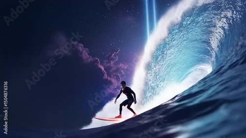 Surfer on a large wave in a cosmic landscape
