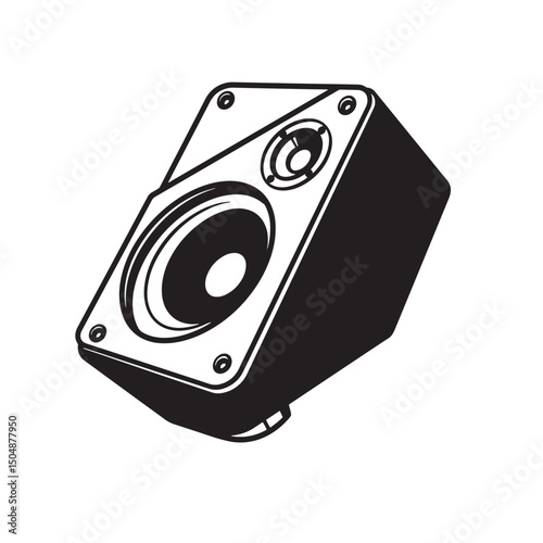 Bold silhouette of a modern loudspeaker ideal for music and sound system design and audio visual projects