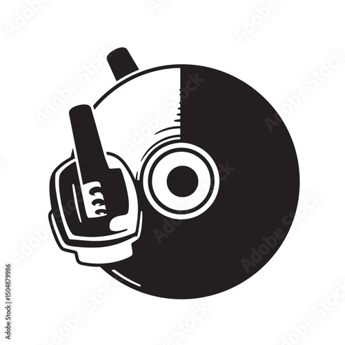 Silhouetted illustration of a cd and hand gesturing the middle finger